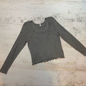 Nordstrom BP. Grey Cloudy Heather Ribbed Long Sleeve Shirt 2X